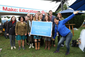 Teachers from the CTE Makeover Challenge winning schools pose after their panel at World Maker Faire